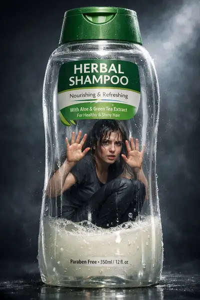 Surreal Shampoo Bottle Ad Photo