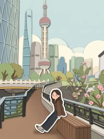 Chibi Girl Sticker - Shanghai Riverside