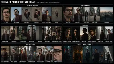 Prompt für ein Referenzboard mit filmischen Einstellungsarten