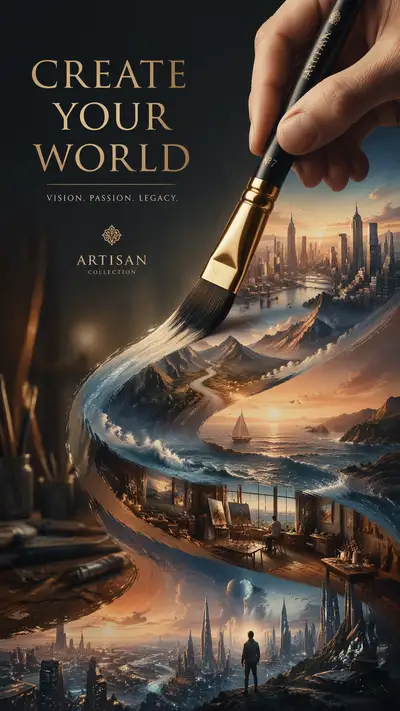 Paintbrush creates life journey art advertisement