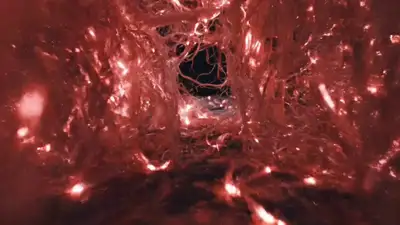 One-Take Corridor of Threads to Woman of Textures