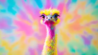 Psychedelic Emu Portrait