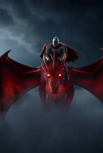 Cinematic Dark Fantasy Dragon Knight Scene