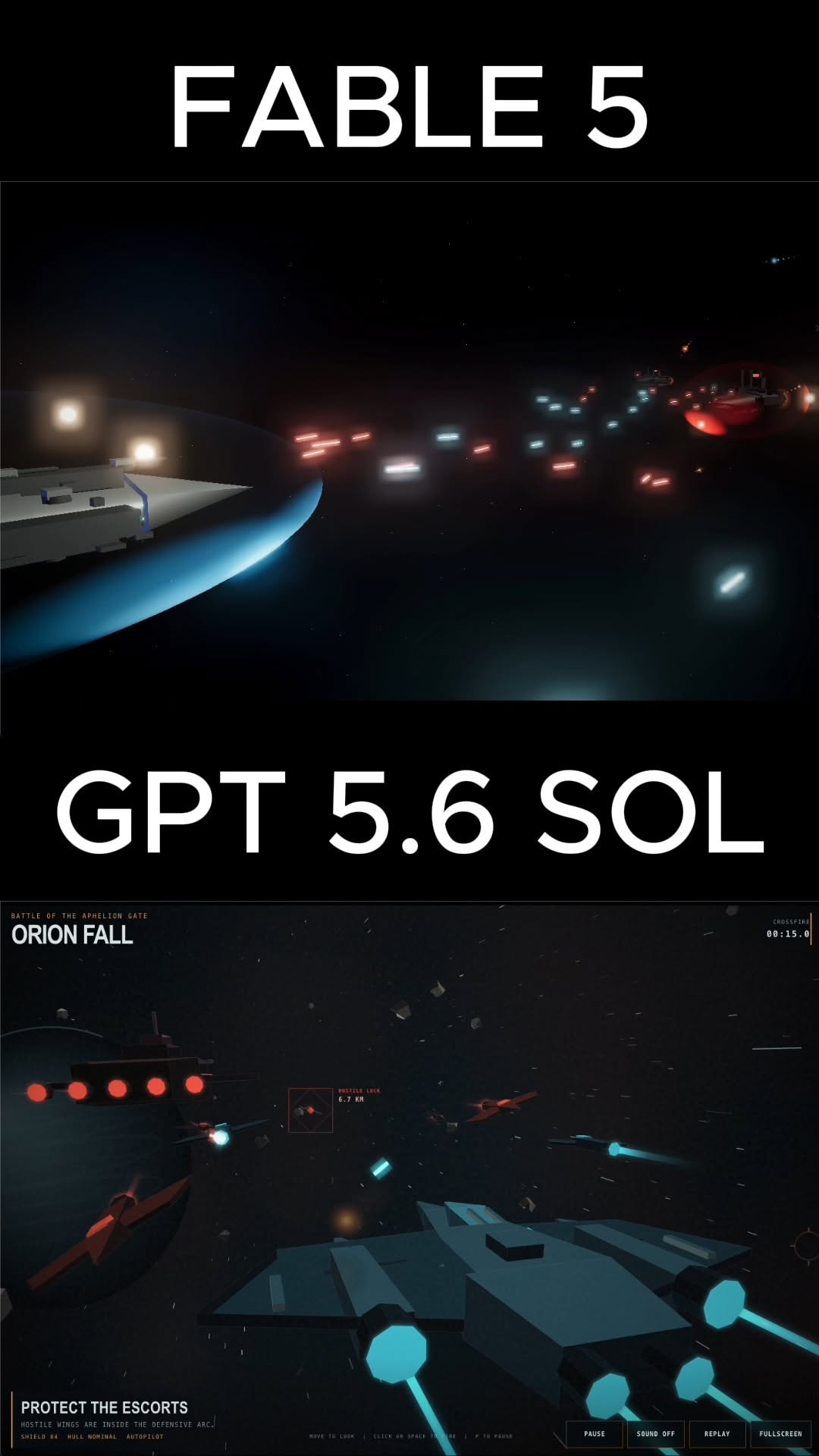 Starship space battle animation in a single HTML file