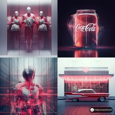 Neon Red Retro-Futurism Midjourney Prompt