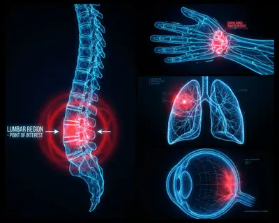 Glowing blue-line anatomy illustration template