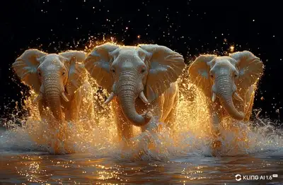 Majestic Elephants Golden Aura Animation Prompt