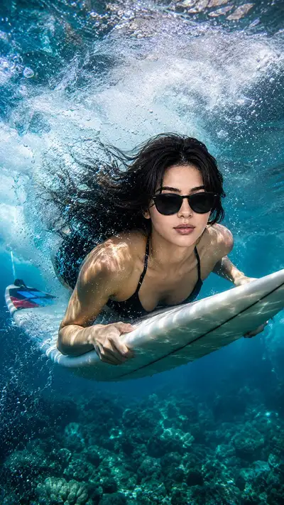 Cinematic Underwater Surf Action Portrait