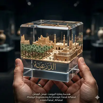 Cubo de cristal de calidad museística que contiene una ciudad en miniatura
