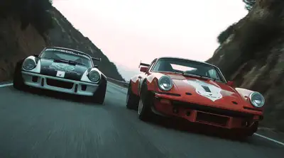 Midjourney Vintage Porsche Mountain Drive