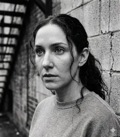 Cinematic Black and White Portrait in Urban Alley