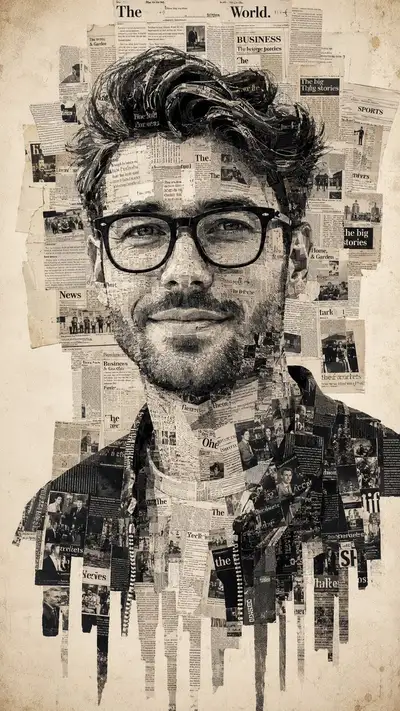 Zeitungscollage-Editorialporträt