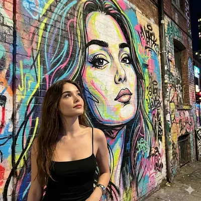 Dynamic Street-Art Portrait Scene