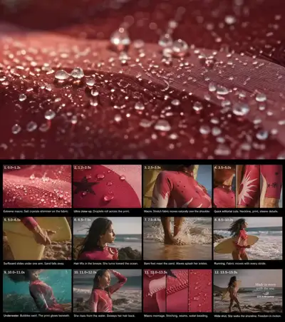 Mediterrane Surfwear-Modewerbung (Seedance 2.0)
