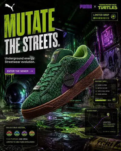 Puma x TMNT Underground Sneaker Campaign Poster