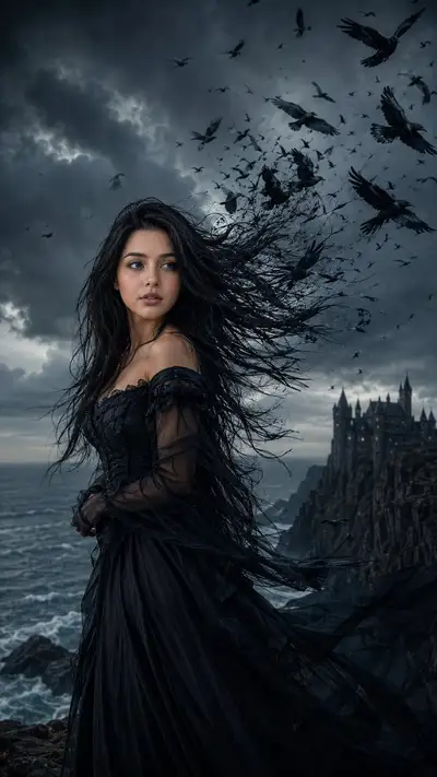 Dark Fantasy Stormy Cliff Portrait