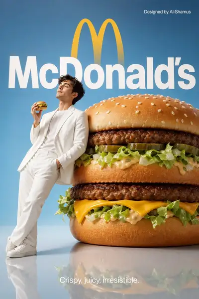 Minimalist oversized burger ad with McDonald's branding