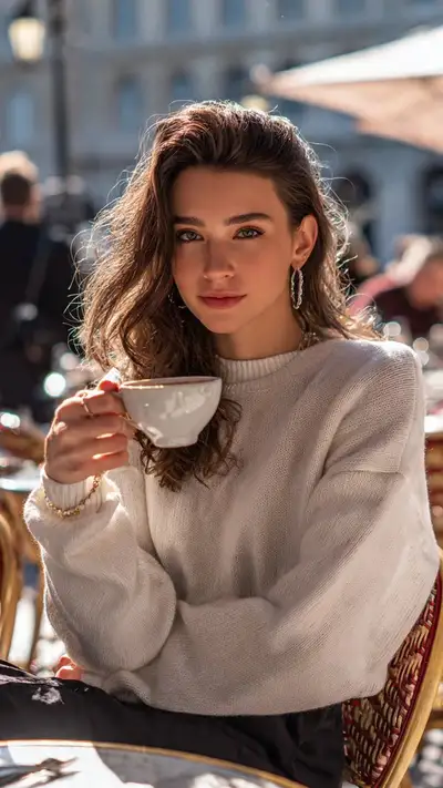 Golden Hour Cafe Editorial Portrait