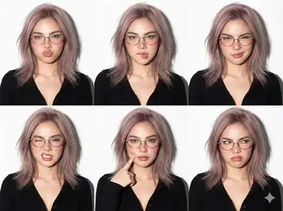 2x3 Grid of Quirky Expressive Headshots