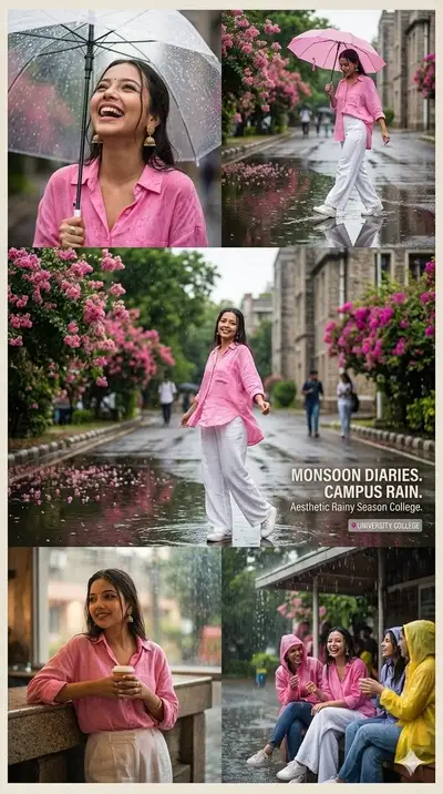 Rainy season college portrait collage in the rain