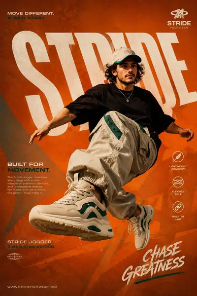 Shoe Advertisement Poster with Air Pose