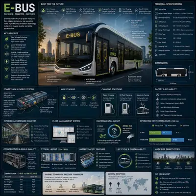 Futuristic Electric City Bus Infographic Poster