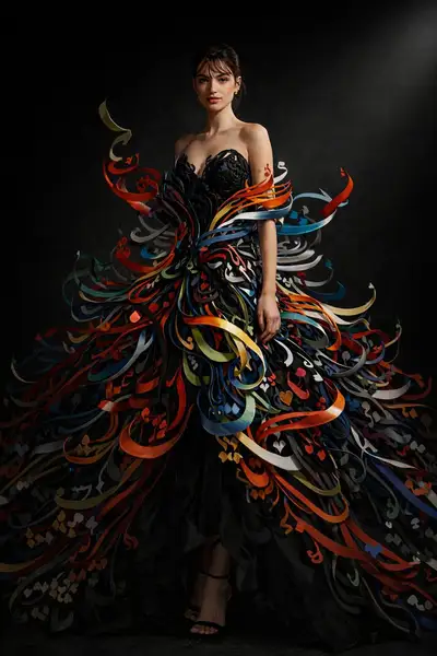 Arabic Calligraphy Haute Couture Editorial Portrait