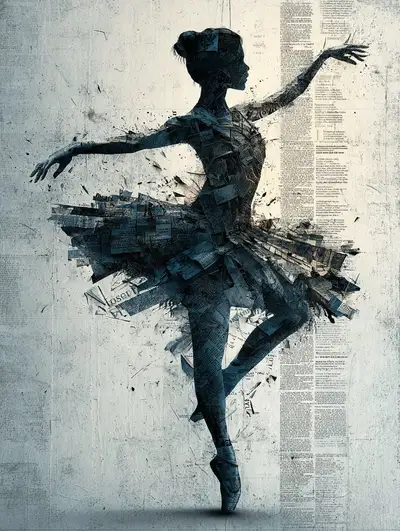 Torn Newspaper Silhouette Collage