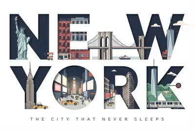 Typographic Travel Poster: NEW YORK Letter Art