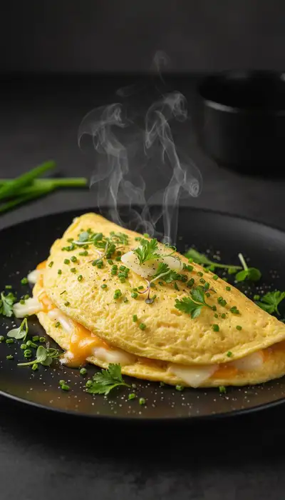 Chef-Style Omelette Food Photography Prompt