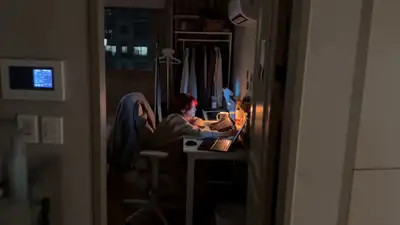 First-person selfie video of a tired student and her teasing boyfriend