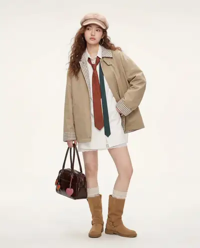 Full-Body Fashion Portrait in Beige Studio