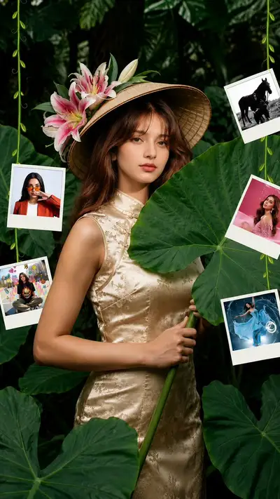 Cinematic Editorial Portrait Series with Botanical Fashion