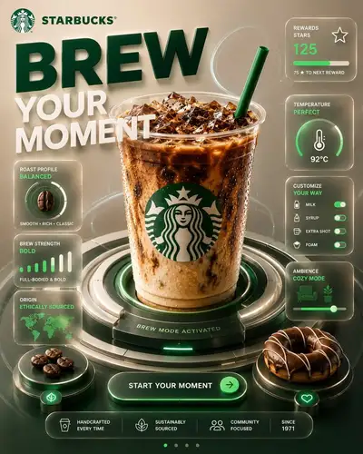 Dunkin Fuel Mode 3D UI advertising poster