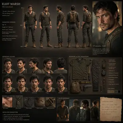 Cinematic Character Design Board Prompt