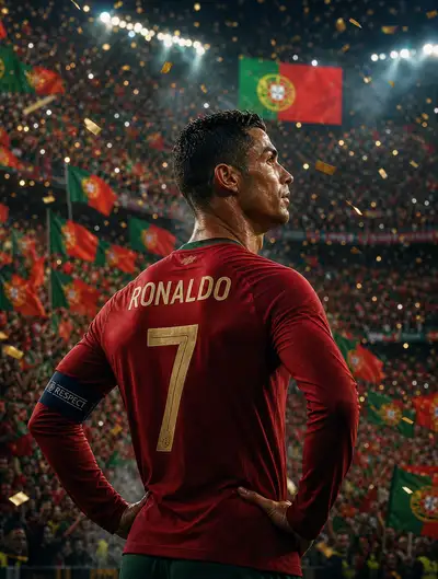 Emotional football farewell scene with stadium crowd