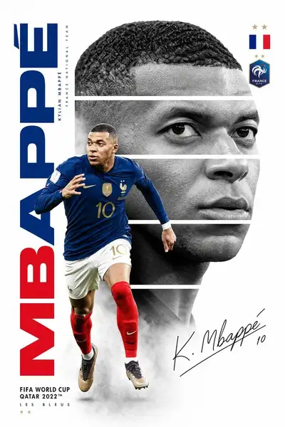 Mbappe FIFA World Cup poster with fragmented portrait