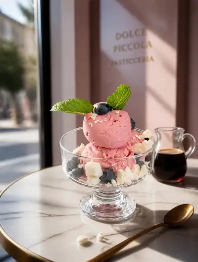 Affogato posé sur une table de café près de la fenêtre