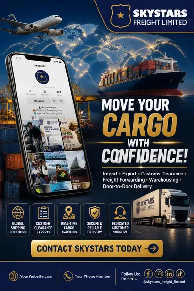 Skystars Freight logistics social media promo graphic