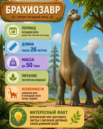 Kid-Friendly Brachiosaurus Educational Infographic