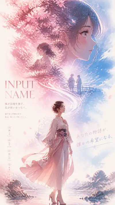 Póster Promocional de Cerezo en Flor con Personaje de Anime