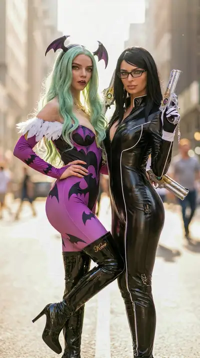Photorealistic Cosplay Duo: Morrigan & Bayonetta