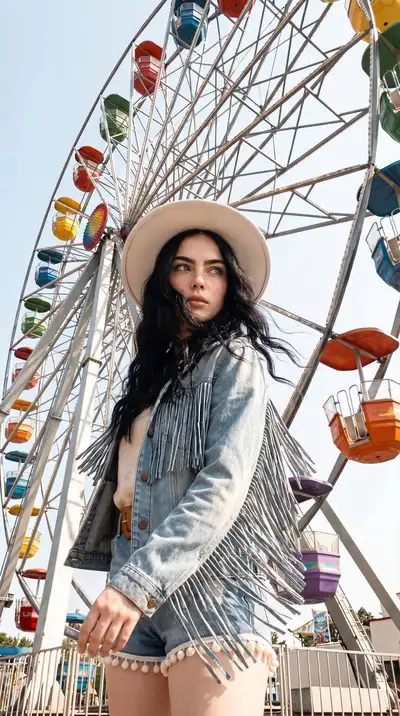 Boho-Chic Ferris Wheel Portrait with Identity Preservation