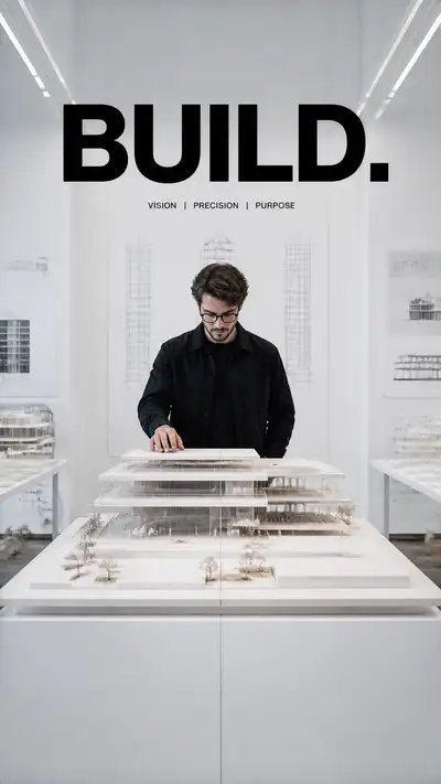Architekt begutachtet Gebäudemodell, Editorial-Kampagne