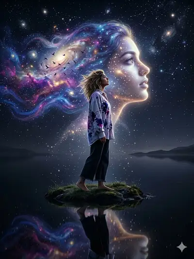 Surreal Dreamlike Cosmic Woman Portrait
