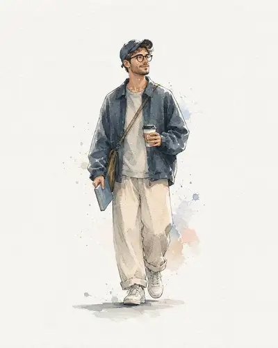 Minimalist Watercolor Urban Lifestyle Illustration