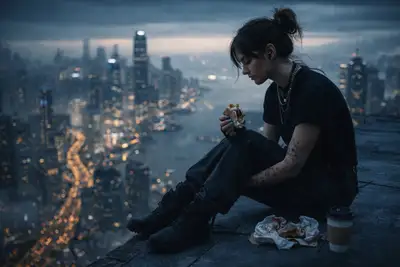 Cinematic Rooftop Rebel at Dusk