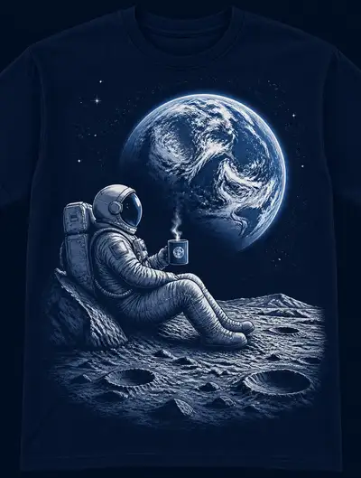 Astronaut relaxing on the moon t-shirt graphic illustration