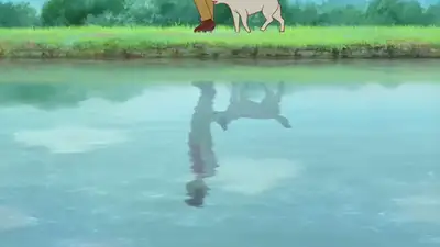 Anime Boy and Dog by Riverbank