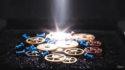 Prompt vidéo cinématique macro d'assemblage de montres de luxe